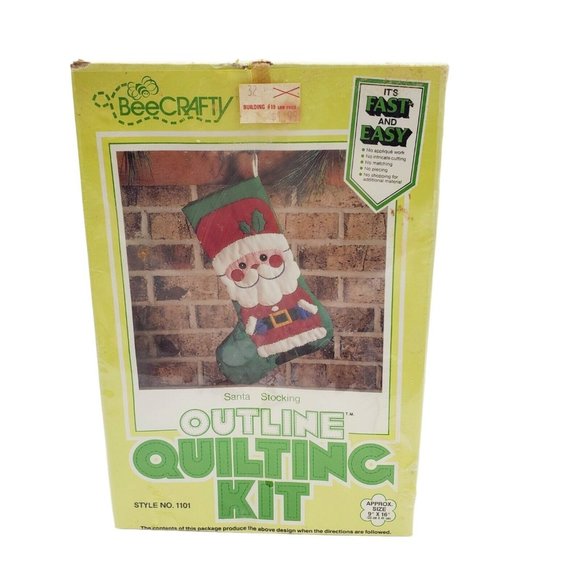 Bee Crafty Santa Stocking Outline Quilting Kit NEW 9" x 16" Christmas Style 1101 - Picture 1 of 4